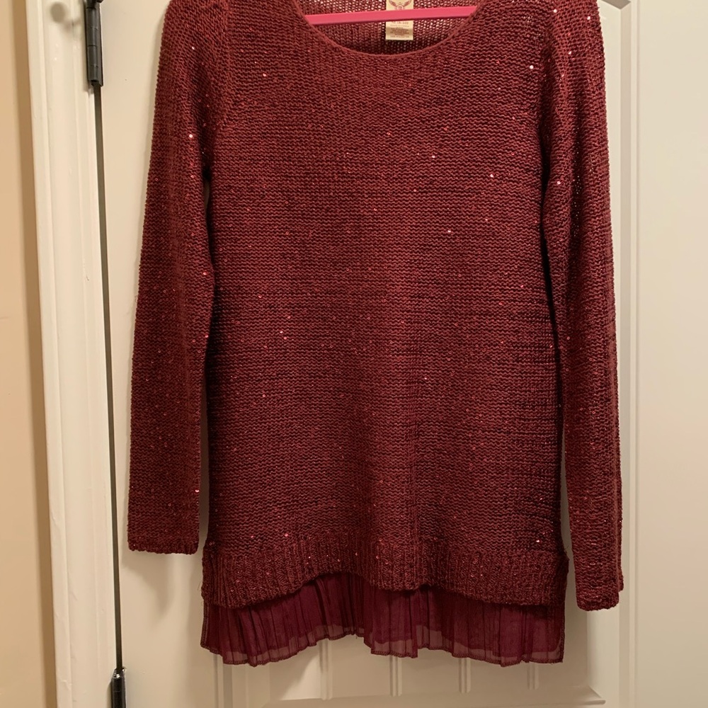 Faded Glory Knit Sweater with Layered Hem